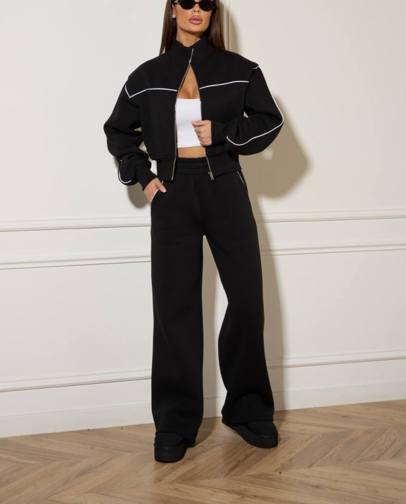 55/1 спортивний костюм на флісі з кантом котфта на блискавці зі штанами палацо